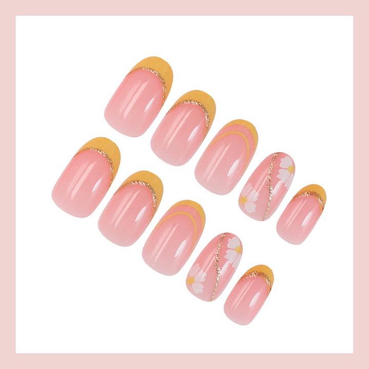 Artificial nail set decorated with elegant flowers and gradient Kalsten