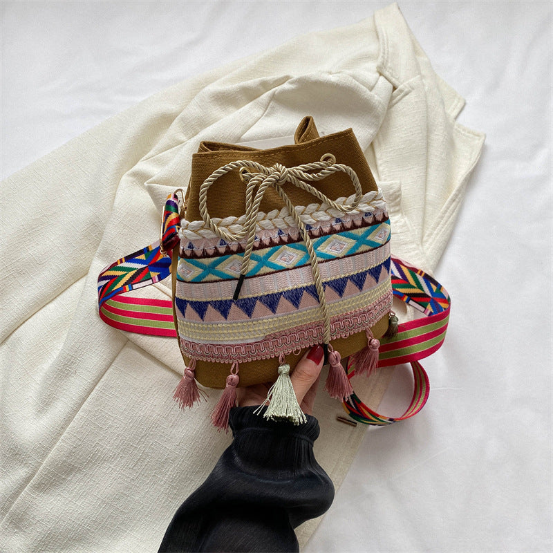 Embroidered Festival Drawstring Bag