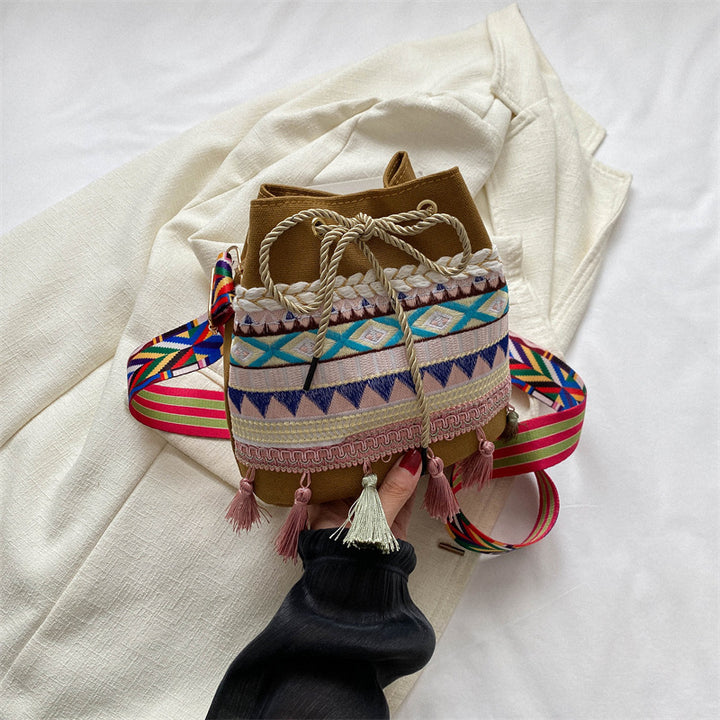 Embroidered Festival Drawstring Bag
