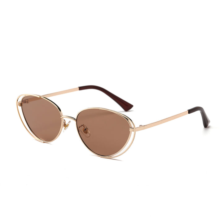 Ladies geometric sunglasses with red lenses and elegant metal frame Kalsten