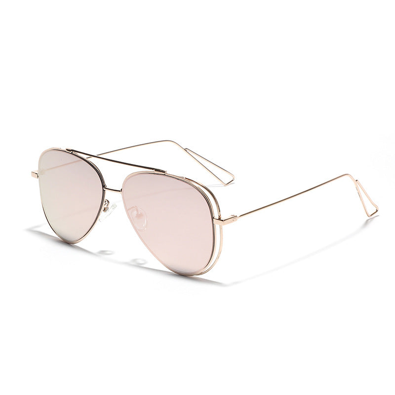 Women's retro aviator sunglasses with silver metal frame and mirrored lenses Kalsten