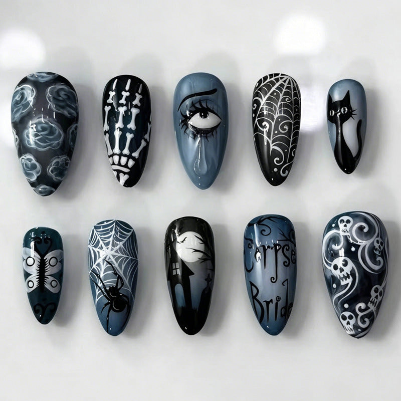 Halloween Artificial Nail Set with Unique Spooky Designs Kalsten