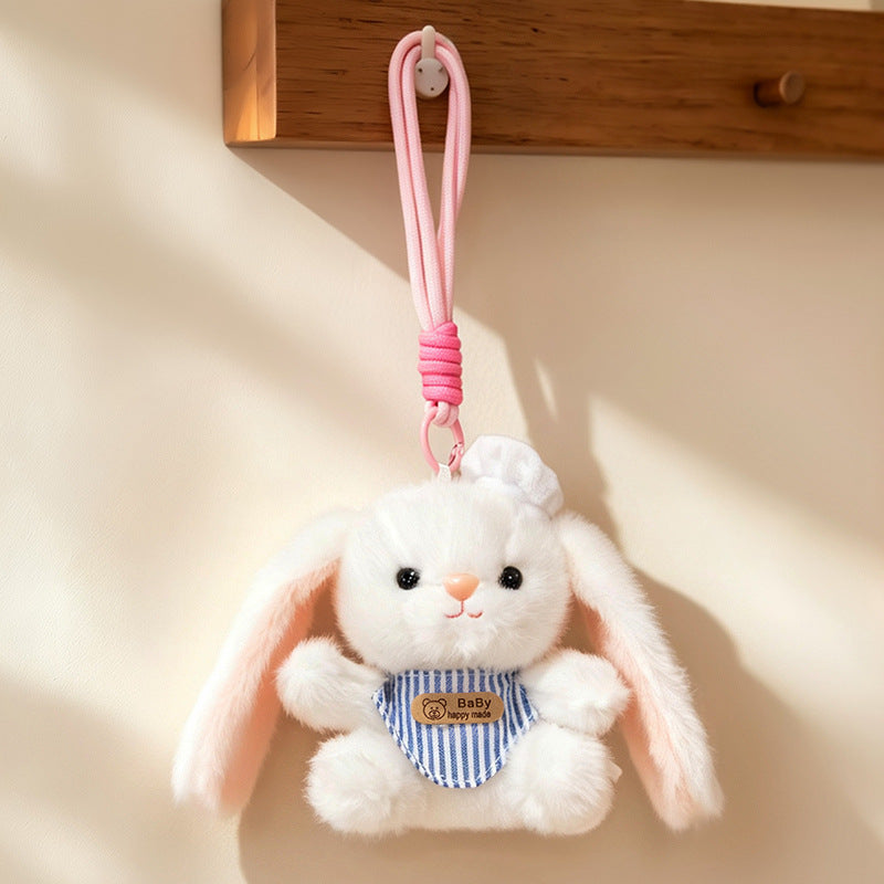 Plush Calico Cat Strawberry Mini Bag Charm Keychain with Soft Rope Loop & Metal Clip Kalsten