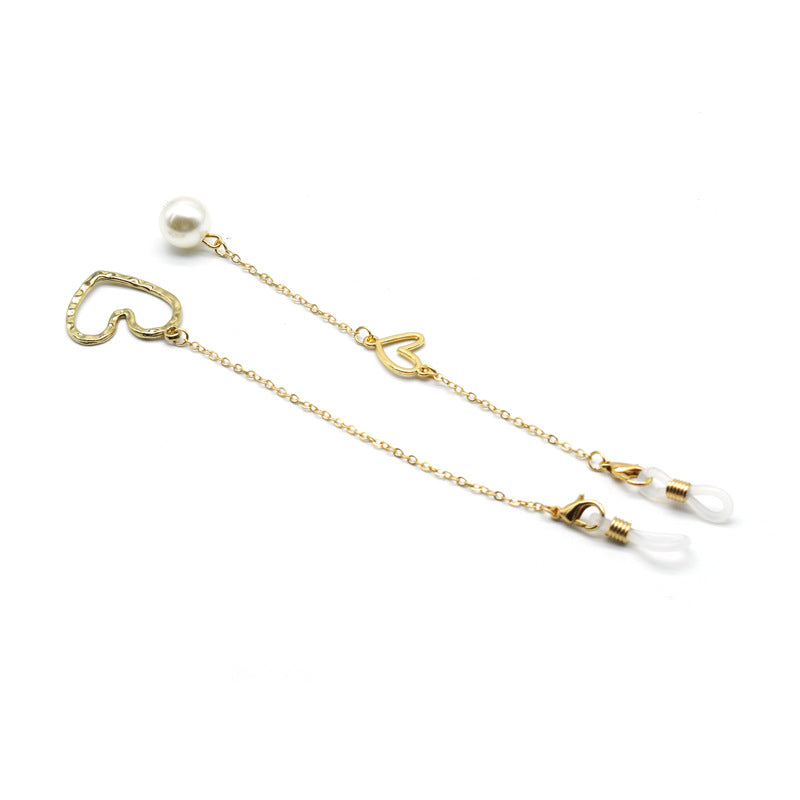 Heart-Shaped Pearl Accent Eyewear Chain Kalsten