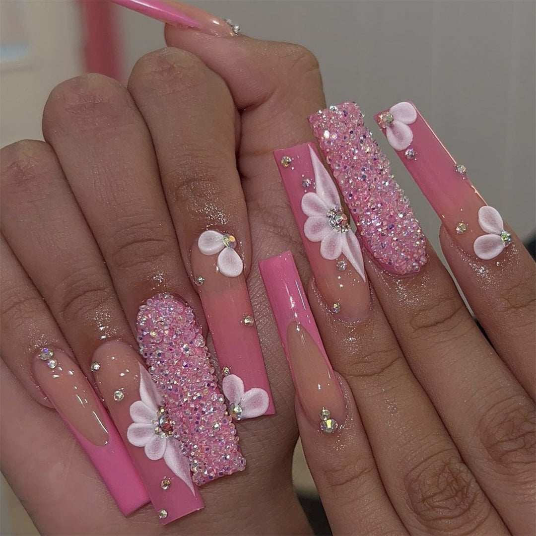 Nail set with high-quality glitter and 3D accents Kalsten