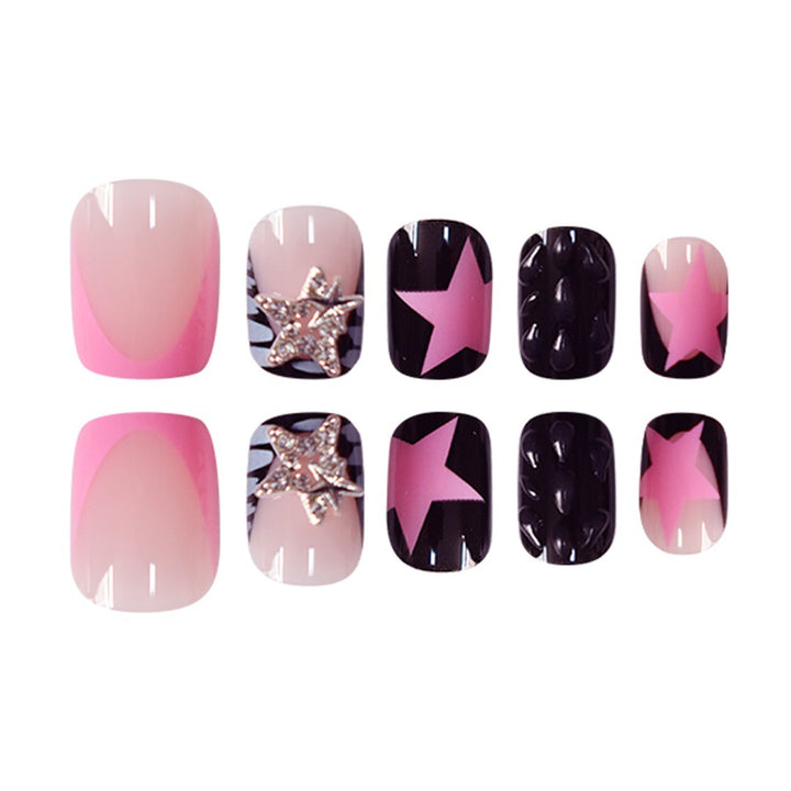 Artistic Press-On Nail Set with Star and Glitter Accents Kalsten