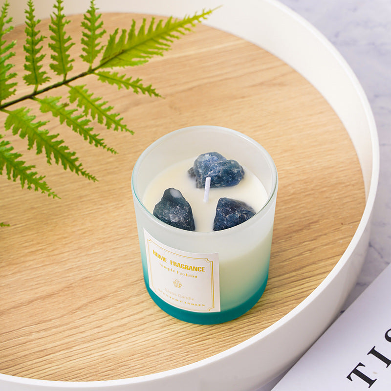 Aromatic Gemstone-Top Frosted Glass Jar Candle