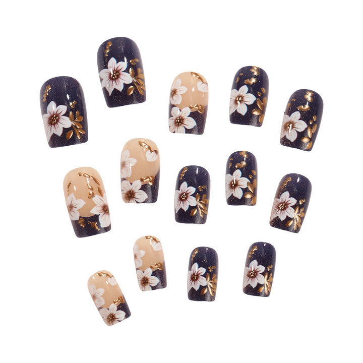 Artificial nails with floral accents and glamour effects Kalsten