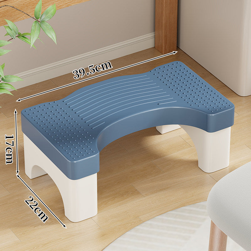 Curved Non-Slip Plastic Footstool Step Stool with Textured Anti-Skid Surface and Reinforced Legs