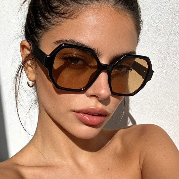 Women's fashionable sunglasses with hexagonal frame and UV protection Kalsten