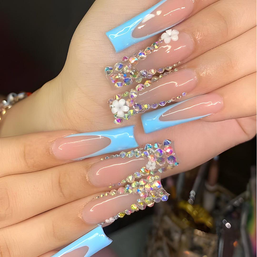 Decorative Stiletto Nail Set with Rhinestone Accented Design Kalsten