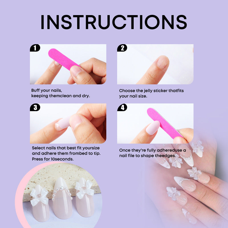 Artificial nail set with elegant bows and pearl decorations Kalsten