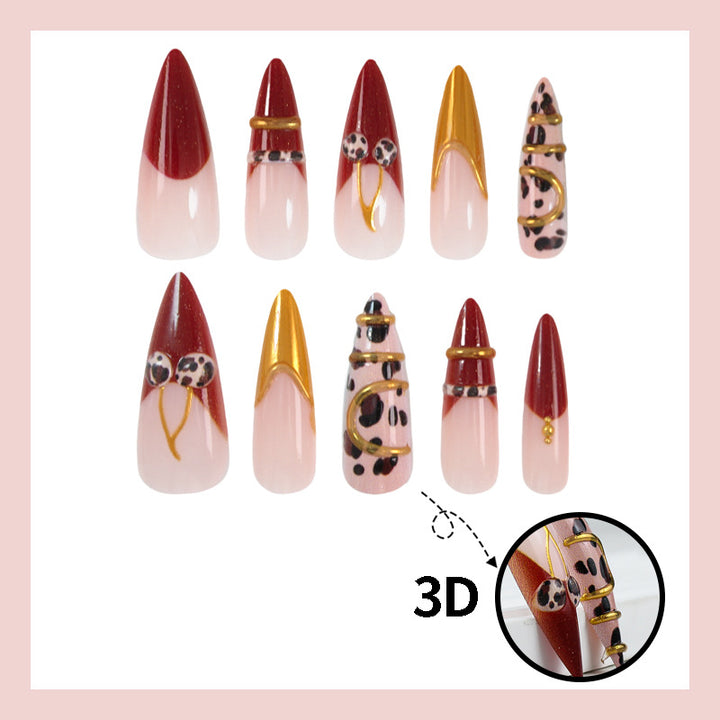 Acrylic nail set with elegant leopard and glitter accents Kalsten