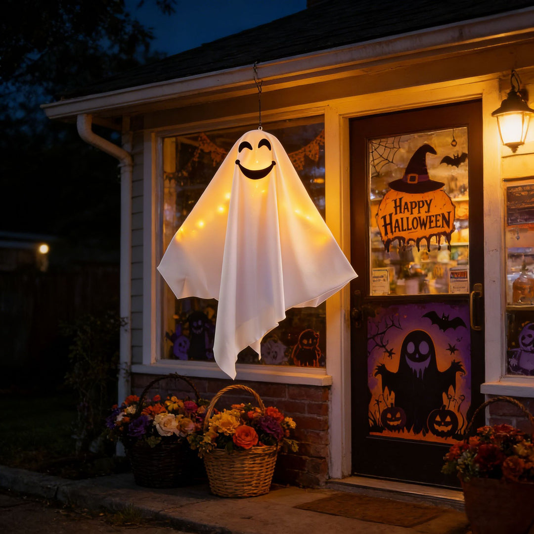 Decorative Halloween Ghost Figure with LED Lighting