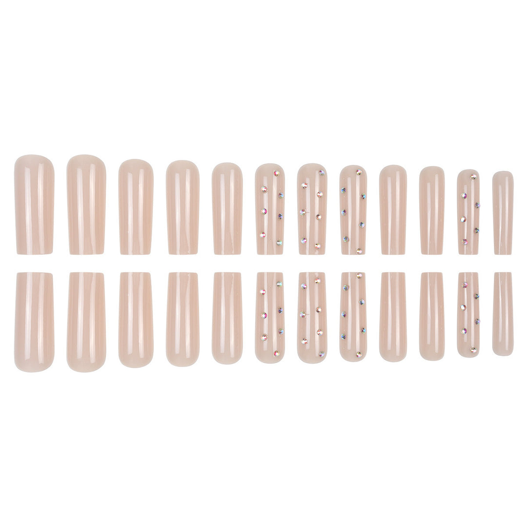 Decorative Long Press-On Nails with Rhinestone Accents Kalsten