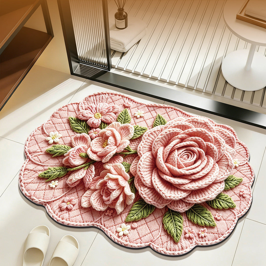 Decorative Floral Plush Area Mat for Interiors