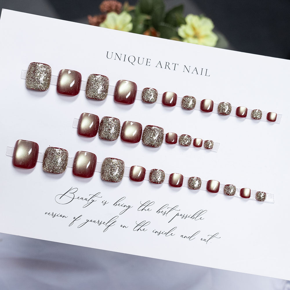 Rhinestone-Embellished Pedicure Nail Art