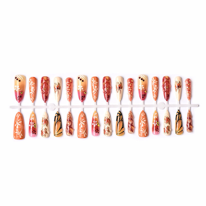 Artistic Autumn-Inspired Press-On Nail Art Set Kalsten