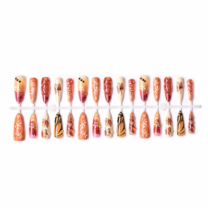 Artistic Autumn-Inspired Press-On Nail Art Set Kalsten