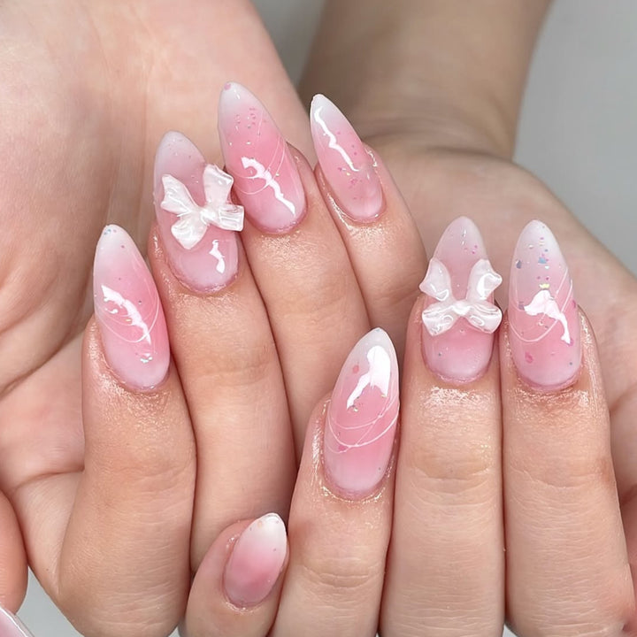 Elegant 3D Bow-Accent Nail Art Extensions Kalsten