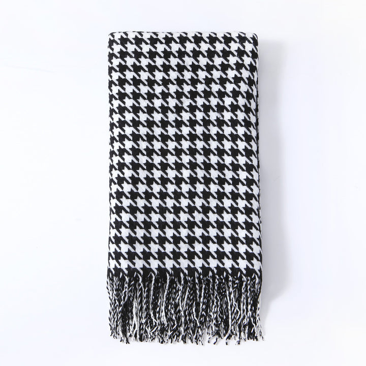 Stylish Houndstooth Pattern Throw Blanket Kalsten