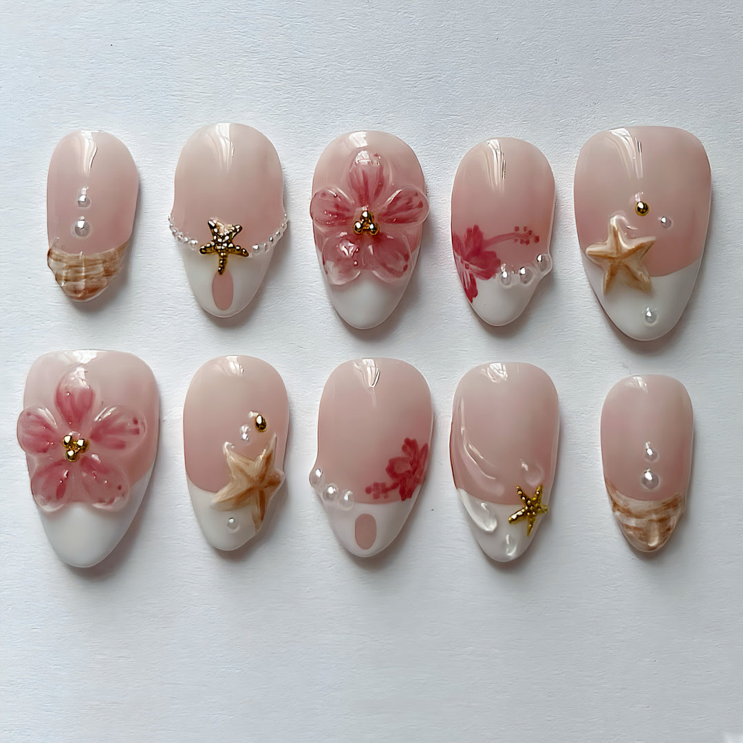 Premium Artisan Shell-Embellished Nail Art