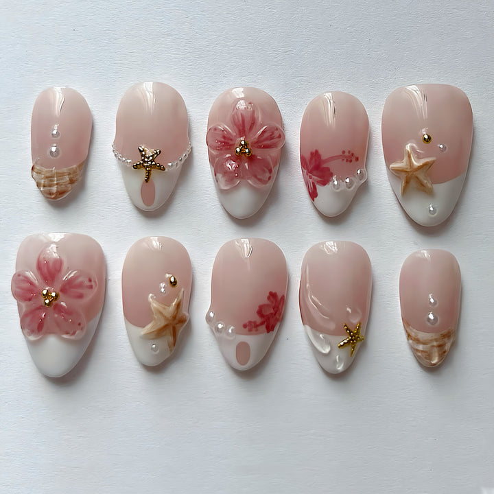 Premium Artisan Shell-Embellished Nail Art