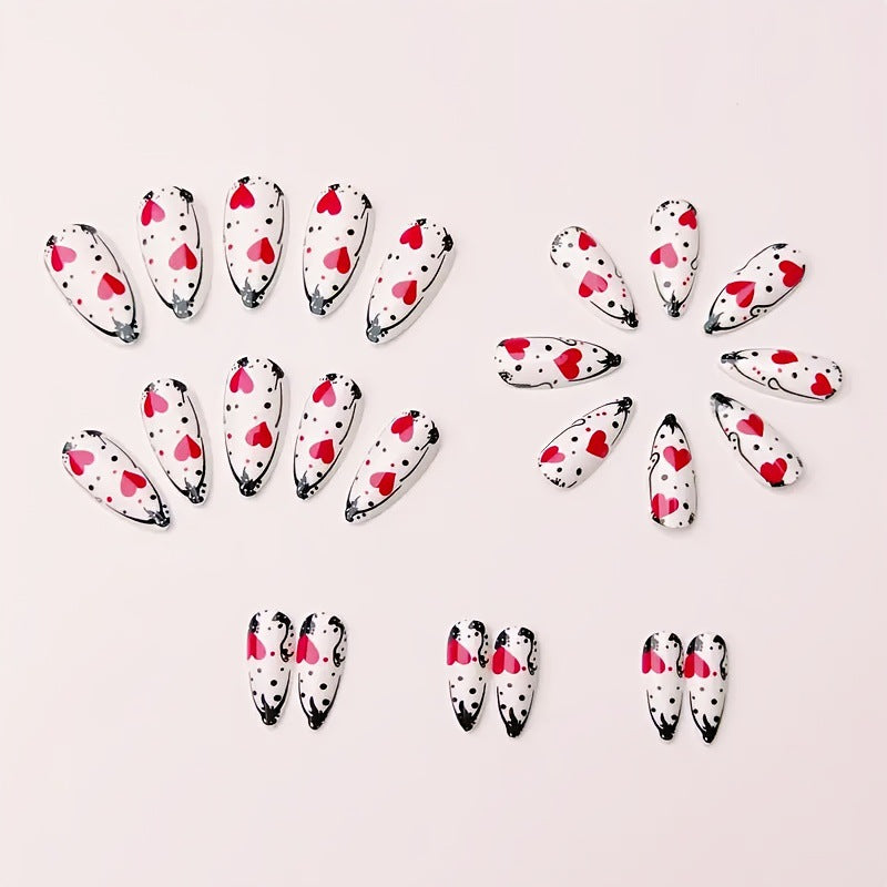 Artistic Heart-Themed Nail Art