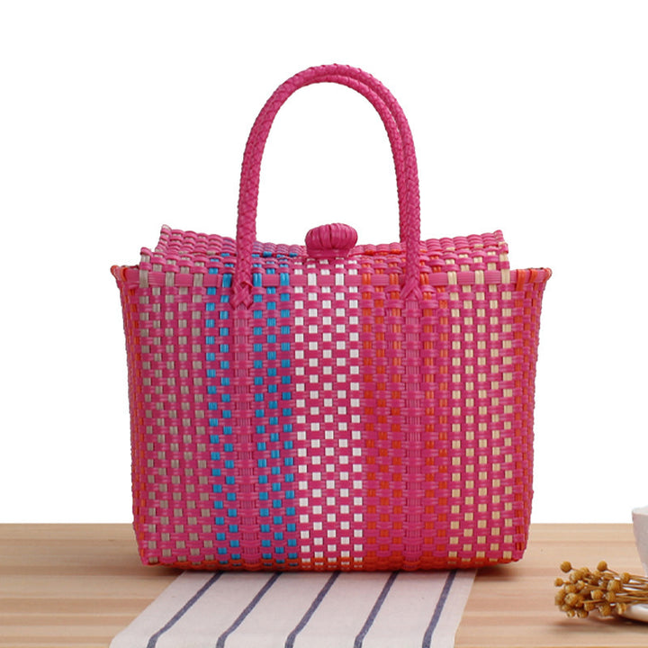 Trendy shopping bag made of handwoven material with playful details Kalsten