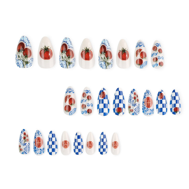 Artistic Stiletto Nails with Cheerful Tomato Design Kalsten