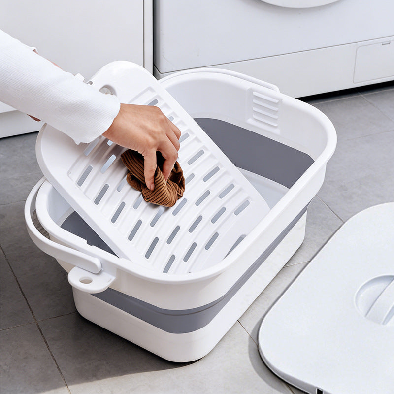 Foldable storage box with lid and space-saving silicone wall