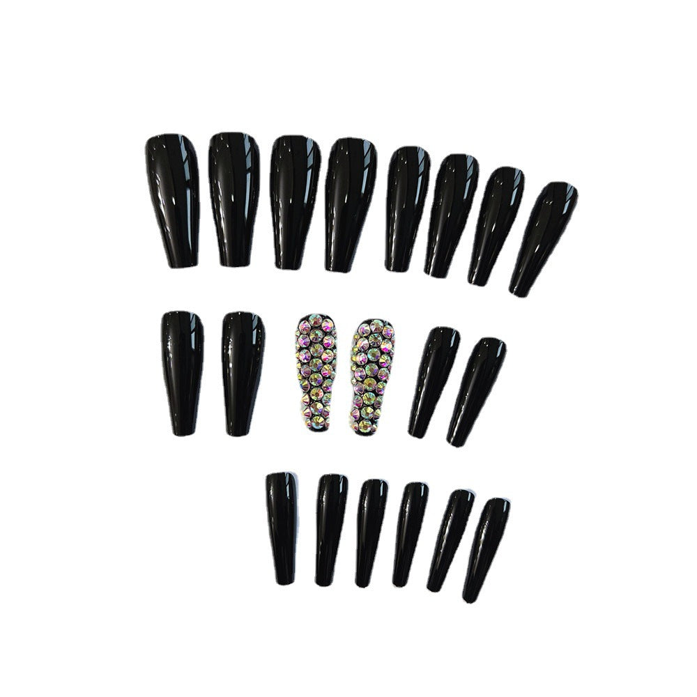 Glamorous Long Stiletto Press-On Nail Set with Rhinestone Accents