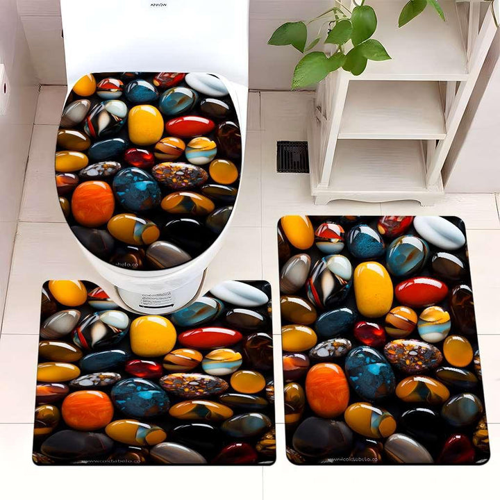 Decorative Pebble Bathroom Mat Set Kalsten