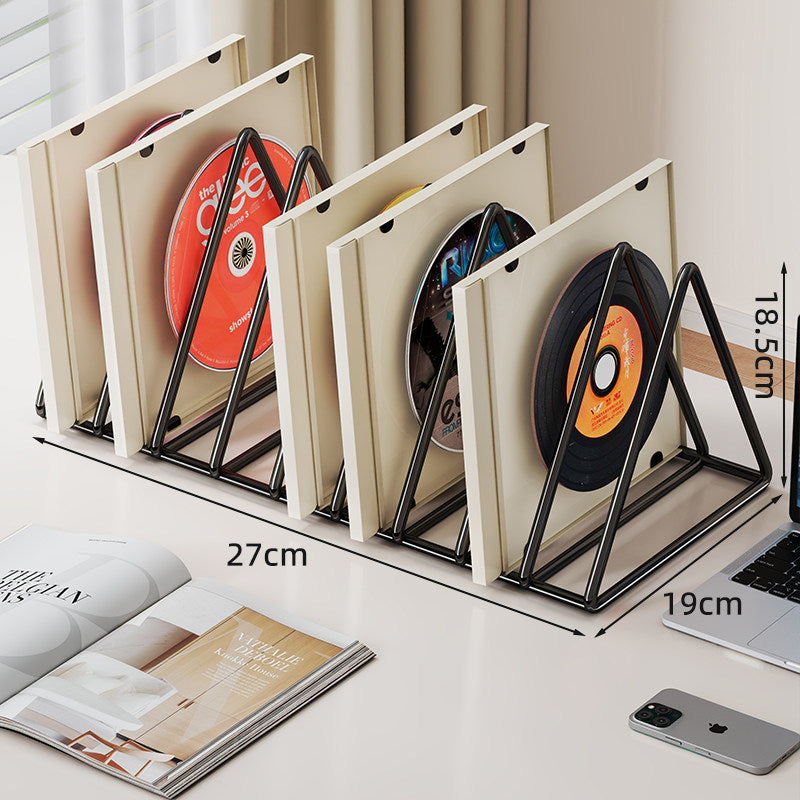 Triangular Metal Desktop Vinyl and LP Divider Organizer with Non-Slip Base