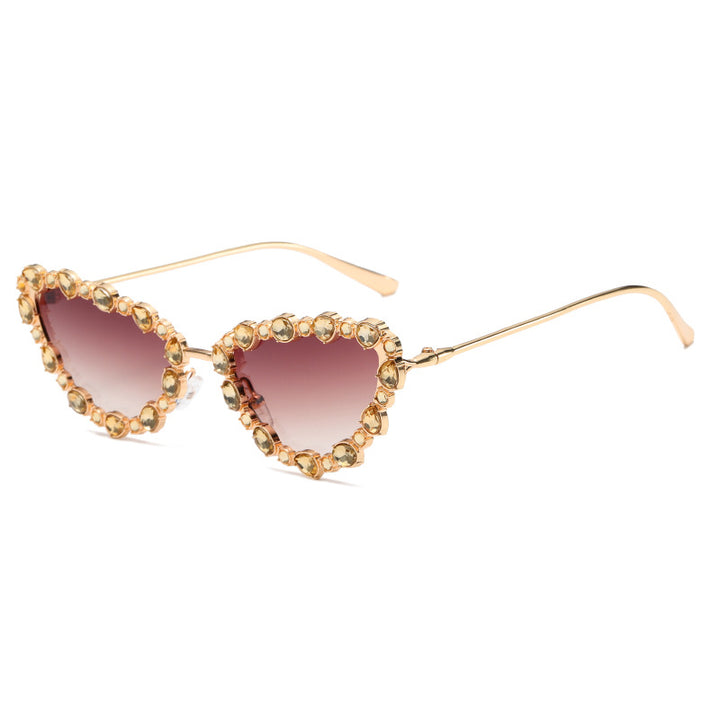 Women's Heart-Shaped Designer Sunglasses with Glamorous Crystal Frame Kalsten