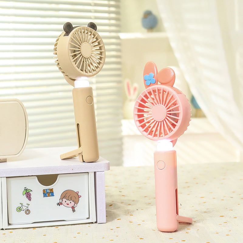 Ladies portable handheld fan with integrated LED light and animal ear design Kalsten