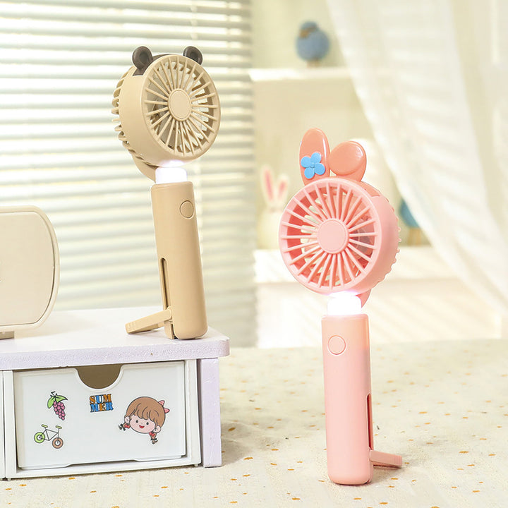 Ladies portable handheld fan with integrated LED light and animal ear design Kalsten