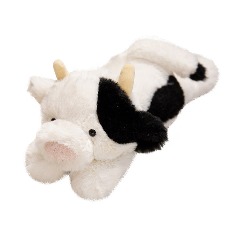 Plush Long-Body Cow Cuddle Pillow with Ultra-Soft Faux Fur Kalsten