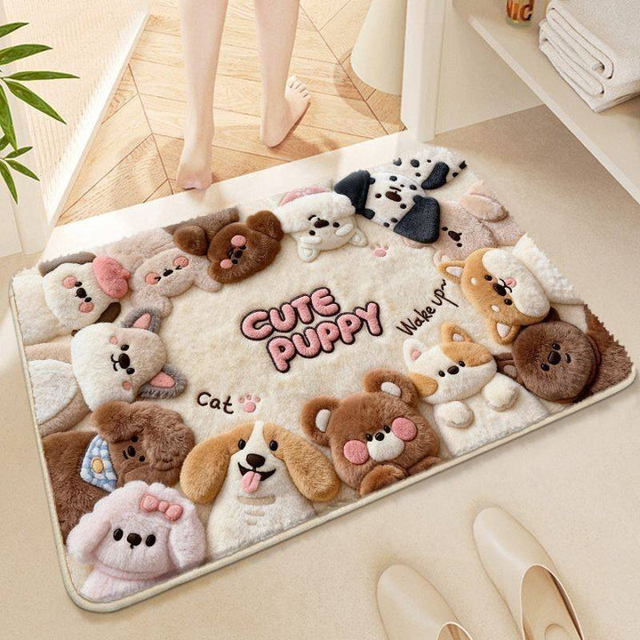 Plush Puppy-Themed Bathroom Mat