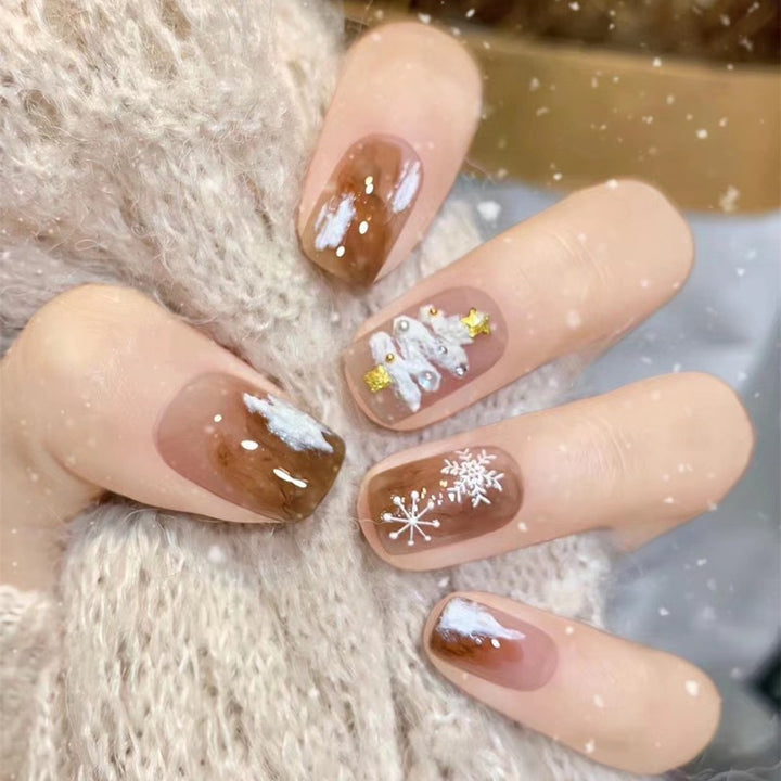 Festive Winter-Themed Press-On Nail Set Kalsten