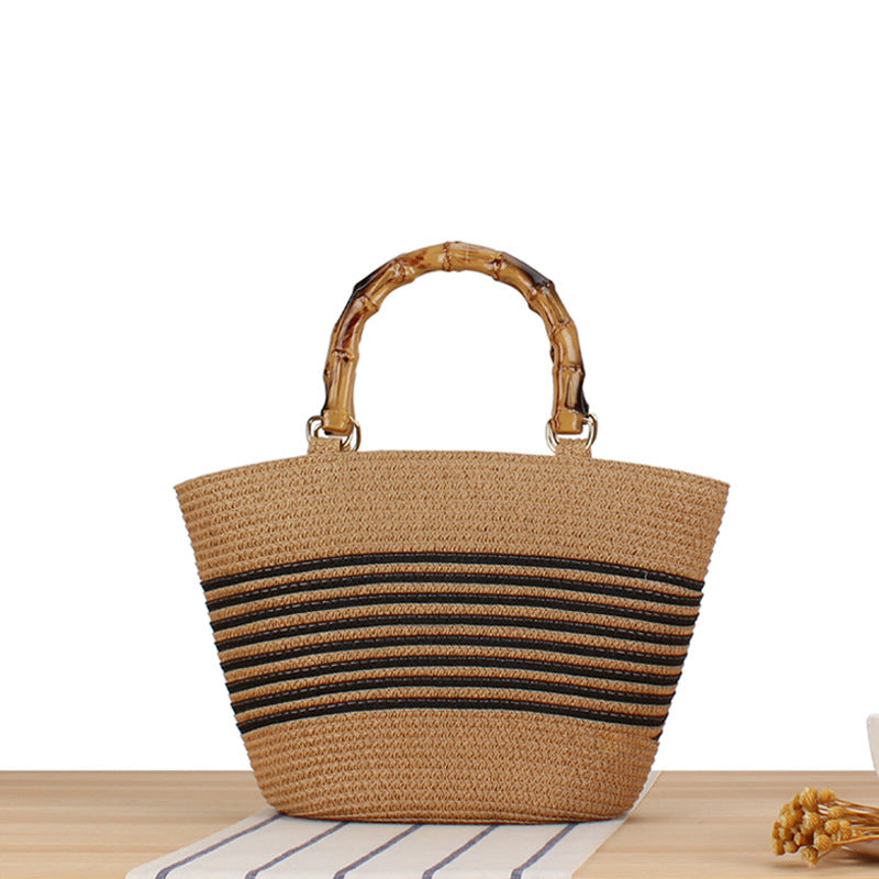 Handmade basket bag with bamboo handles Kalsten