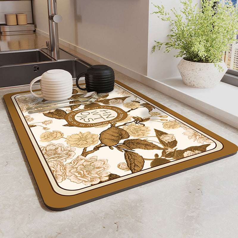 Elegant Floral Kitchen Mat