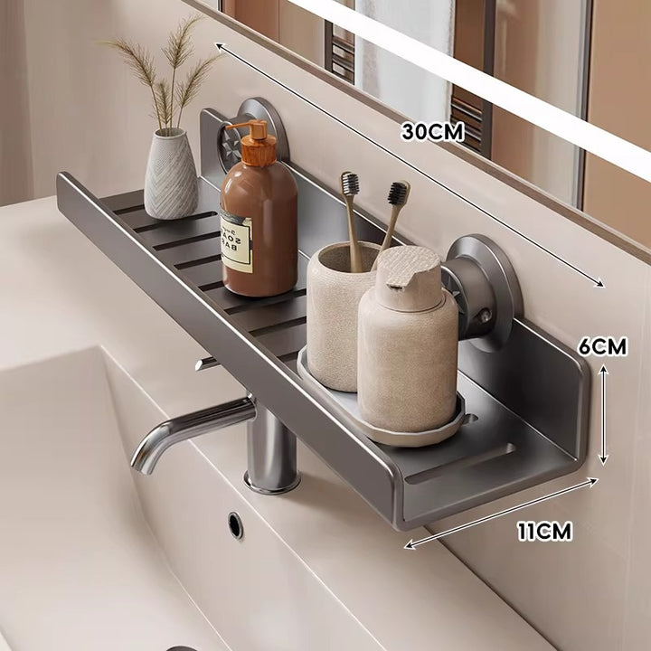 Slim Ventilated Suction-Mounted Bathroom Vanity Shelf