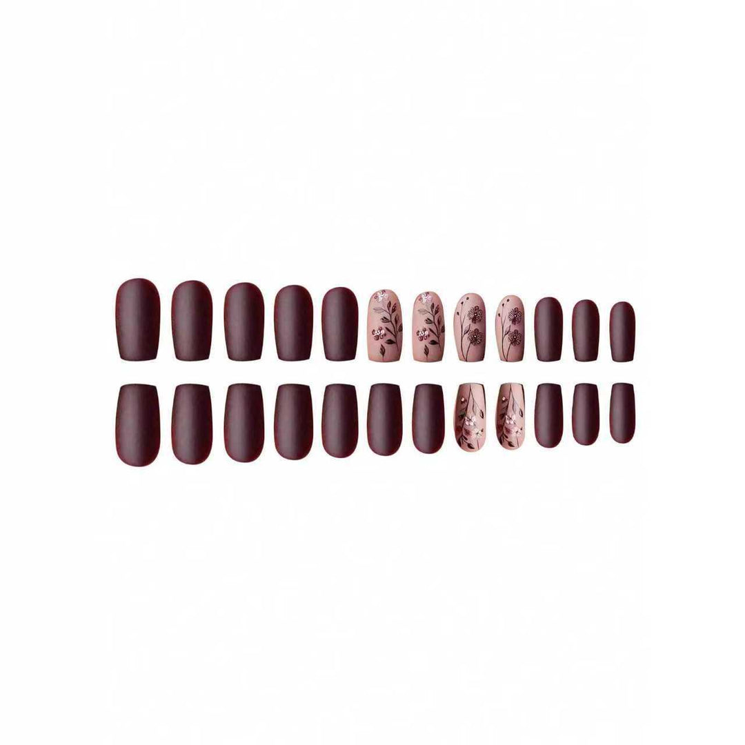 Artistic Floral Matte Nail Design Kalsten