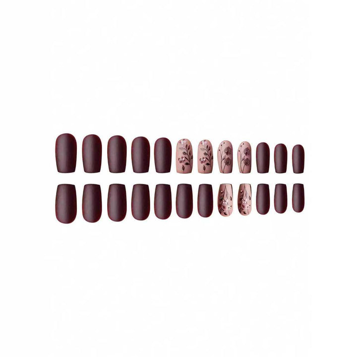 Artistic Floral Matte Nail Design Kalsten
