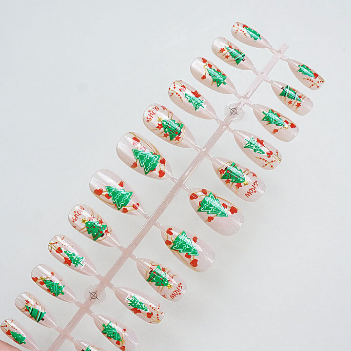 Festive Tree-Themed Press-On Nail Set Kalsten