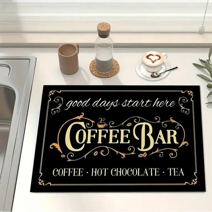 Coffee-Themed Decorative Kitchen Mat