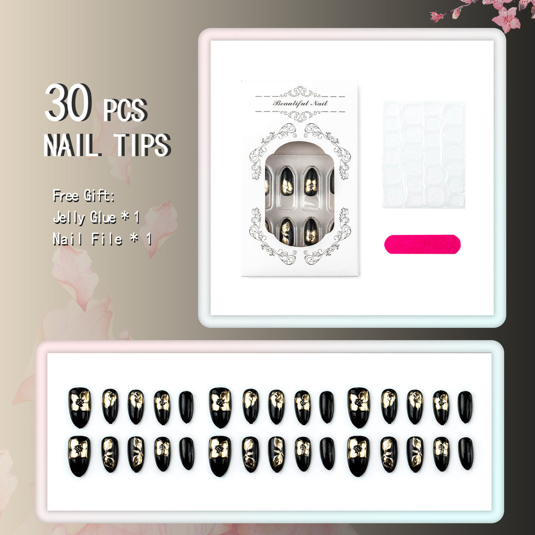 Luxury Floral-Embossed Press-On Nails