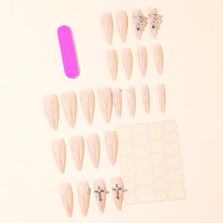 Stiletto Acrylic Nail Art Extensions with Decorative Accents Kalsten