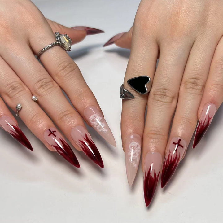 Artful Stiletto Nails with Creative Gradient and Cross-Section Design Kalsten